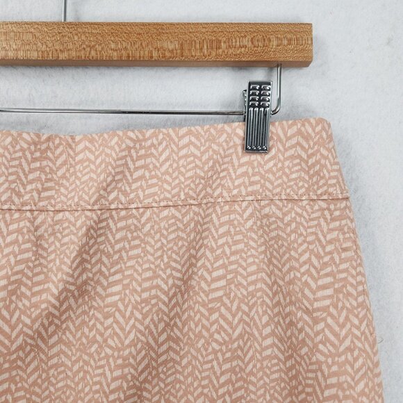 Ann Taylor LOFT Skirt Womens 8 Pink Tan Cotton Blend Pencil Knee Length NEW - Picture 2 of 10
